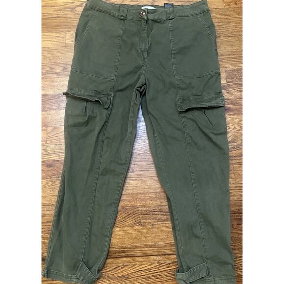 H&M Women’s Cargo Pants Green 14 Carpenter - Picture 2 of 15